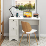 Vintage Wooden Computer Desk with Drawers for Home Office Use