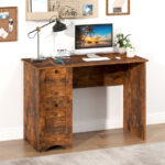Vintage Wooden Computer Desk with Drawers for Home Office Use