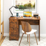 Vintage Wooden Computer Desk with Drawers for Home Office Use