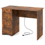 Vintage Wooden Computer Desk with Drawers for Home Office Use