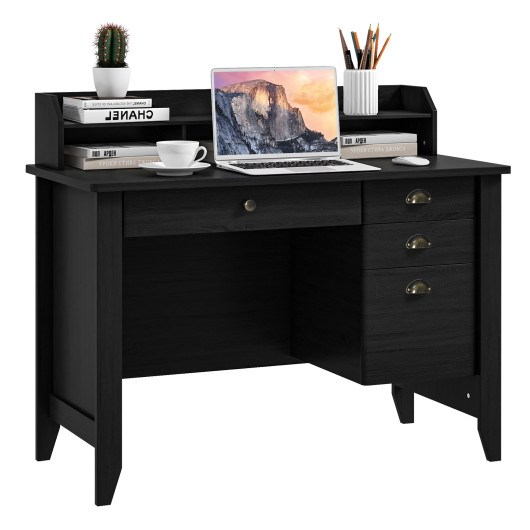 Vintage Computer Desk with Storage Shelves and Drawers for Home 4 Vintage Computer Desk with Storage Shelves and Drawers for Home - Image 4