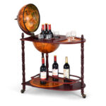 Vintage Globe Bar Cart with Shelf and Casters for Storage 9 Vintage Globe Bar Cart with Shelf and Casters for Storage
