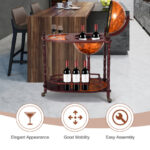 Vintage Globe Bar Cart with Shelf and Casters for Storage 13 Vintage Globe Bar Cart with Shelf and Casters for Storage