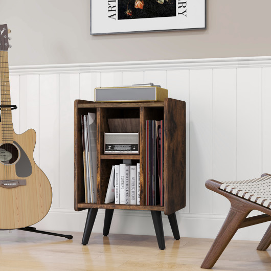 Compact Turntable Stand with USB Ports and Vinyl Storage - Image 2