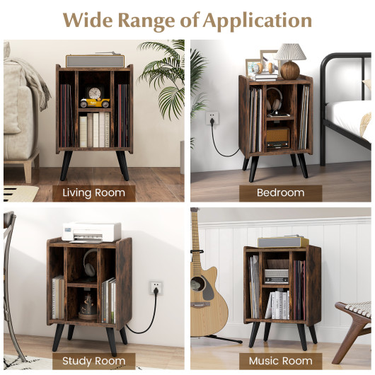 Compact Turntable Stand with USB Ports and Vinyl Storage - Image 7