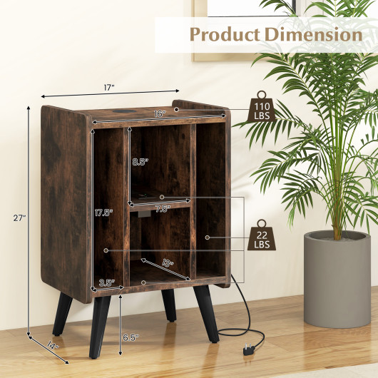 Compact Turntable Stand with USB Ports and Vinyl Storage - Image 4