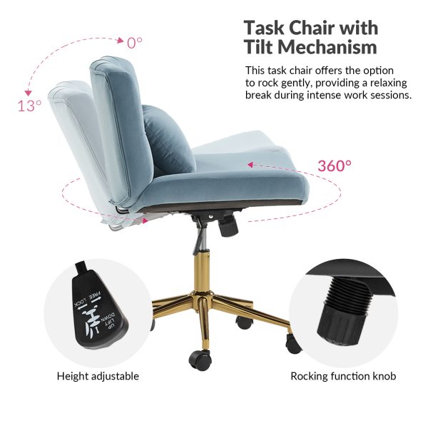 Violet Blue Flannel Ergonomic Swivel Lumbar Support Office Chair 4