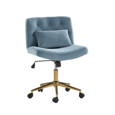 Violet Blue Flannel Ergonomic Swivel Lumbar Support Office Chair