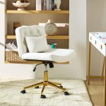 Violet Ivory Flannel Ergonomic Swivel Lumbar Support Office Chair