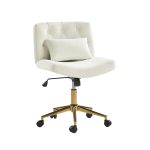 Violet Ivory Flannel Ergonomic Swivel Lumbar Support Office Chair