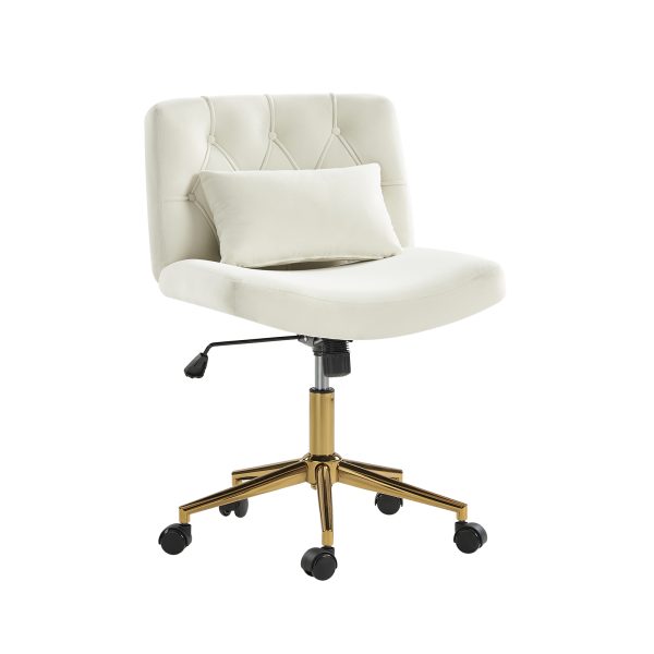 Violet Ivory Flannel Ergonomic Swivel Lumbar Support Office Chair