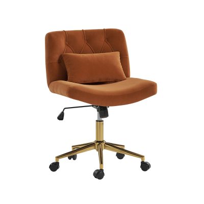 Violet Orange Flannel Ergonomic Lumbar Support Swivel Office Chair