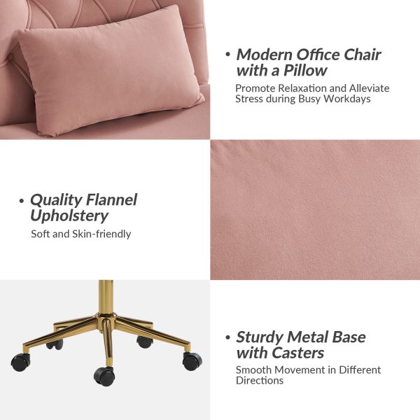 Violet Pink Flannel Ergonomic Swivel Office Chair with Lumbar Support 2