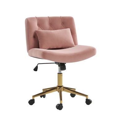 Violet Pink Flannel Ergonomic Swivel Office Chair with Lumbar Support