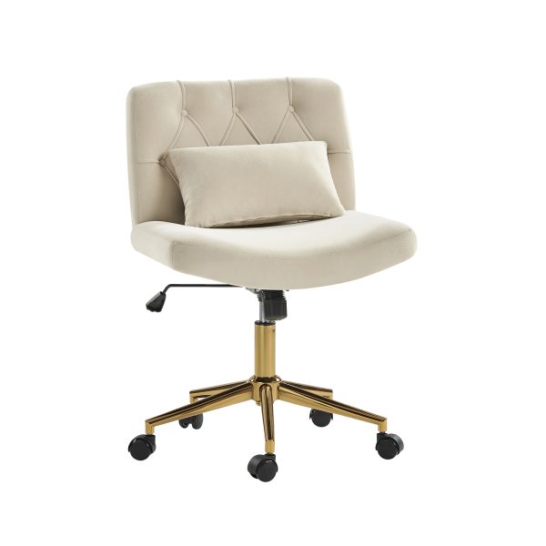 Violet Tan Flannel Ergonomic Swivel Lumbar Support Office Chair