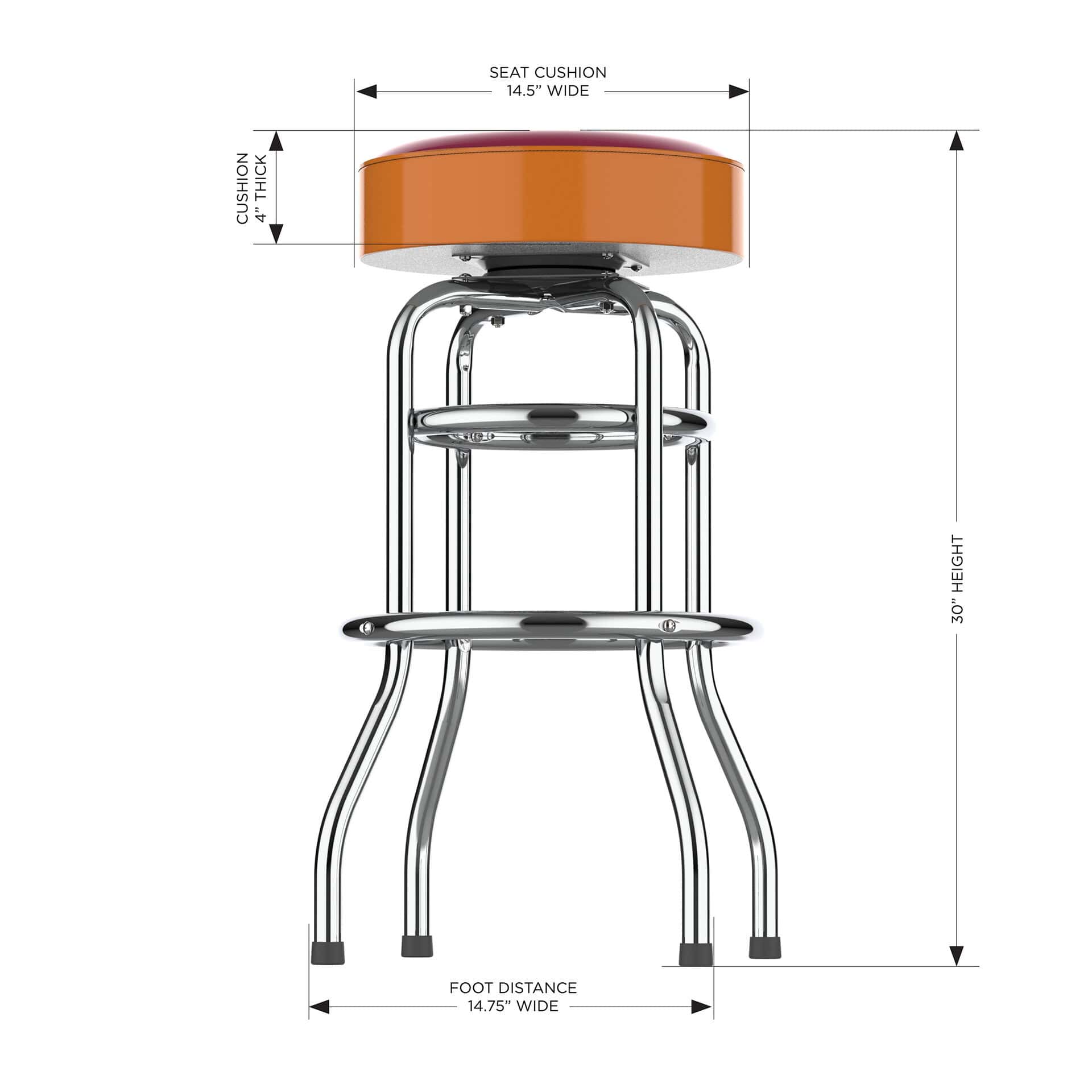 Virginia Tech Chrome Bar Stool 5 Virginia Tech Chrome Bar Stool - Image 5