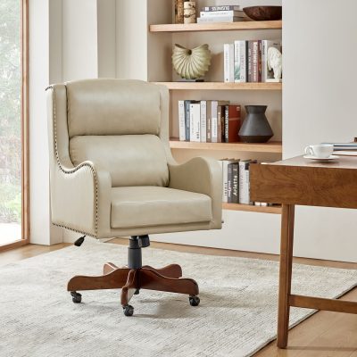 Viv Brown Vegan Leather Transitional Executive Task Chair