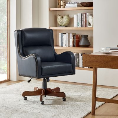 Viv Navy Vegan Leather Transitional Executive Task Chair