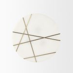 Vivienne 16.0L x 16.0W x 19.0H White Marble W/Antique Gold Metal Round Small Side Table