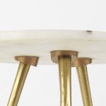 Vivienne 16.0L x 16.0W x 19.0H White Marble W/Antique Gold Metal Round Small Side Table