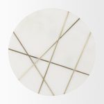 Vivienne 18.0L x 18.0W x 23.0H White Marble W/Antique Gold Metal Round Large Accent Table