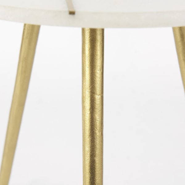 Vivienne 18.0L x 18.0W x 23.0H White Marble WAntique Gold Metal Round Large Accent Table 8