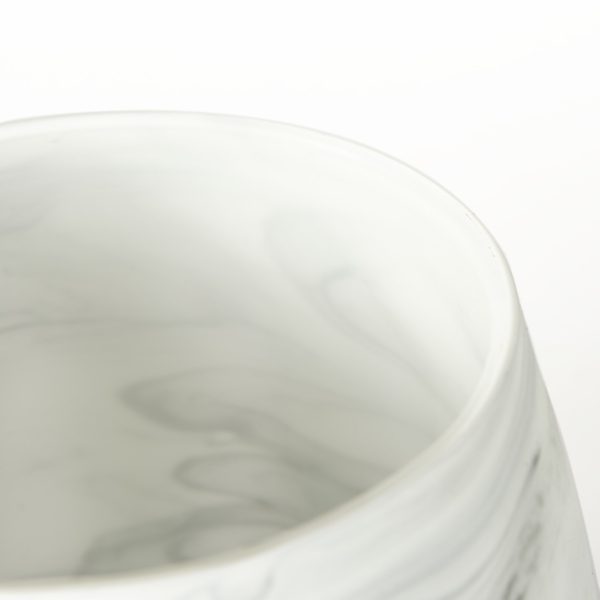 Volta I Short Gray Cream Glass Abstract Pattern Vase 5