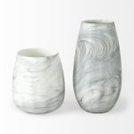 Volta II Tall White Gray Abstract Pattern Glass Vase