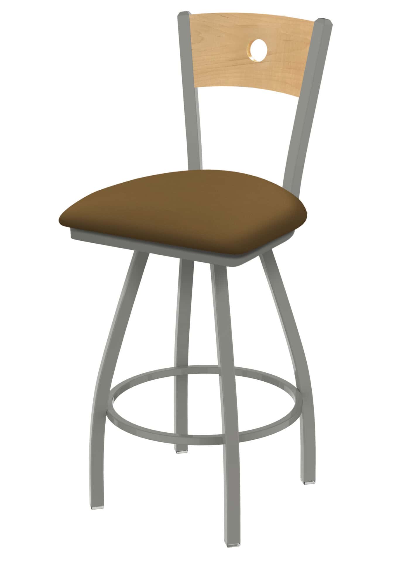 Voltaire 36-Inch Extra-Tall Bar Stool with Anodized Nickel Finish, Natural Back, and Canter Saddle Seat 1 Voltaire 36-Inch Extra-Tall Bar Stool with Anodized Nickel Finish, Natural Back, and Canter Saddle Seat
