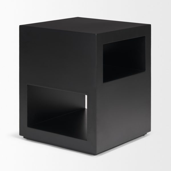 Vondra Matte Black Metal w Open Shelves Side table 5