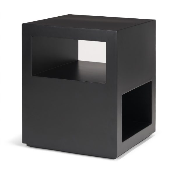 Vondra Matte Black Metal w Open Shelves Side table