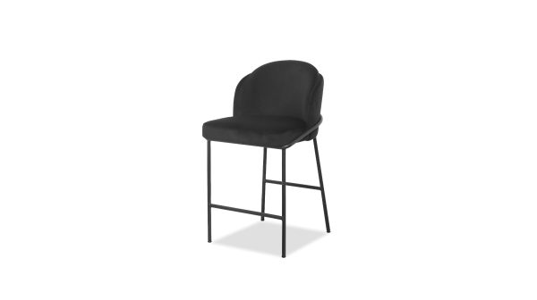 WALLEN Black Counter Stool Black Steel Base 6