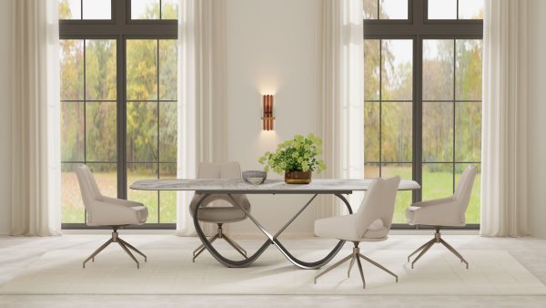 WAVE Ceramic Top Black Steel Dining Table 5 2