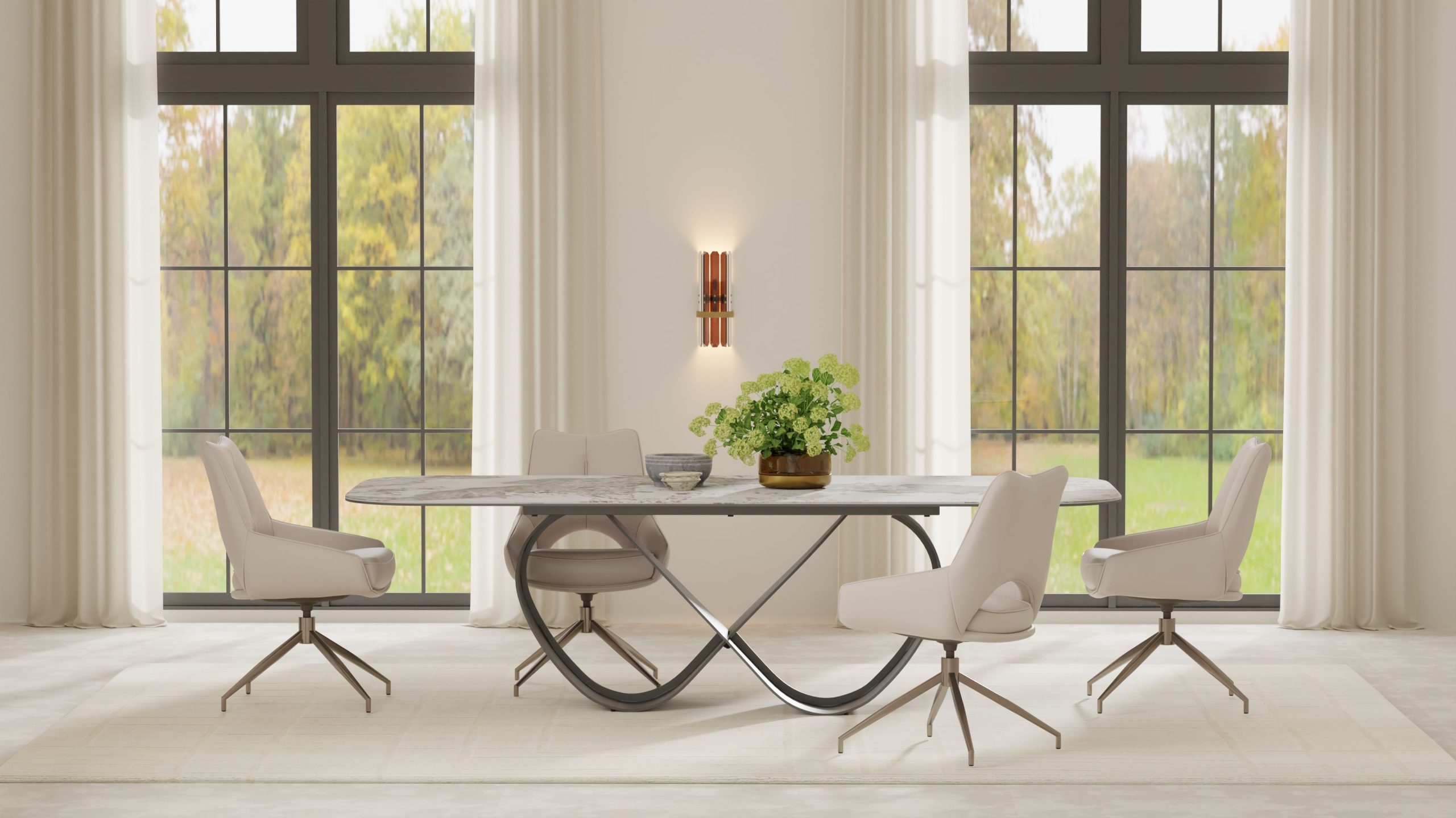 WAVE Ceramic Top Black Steel Dining Table 6 WAVE Ceramic Top Black Steel Dining Table - Image 6