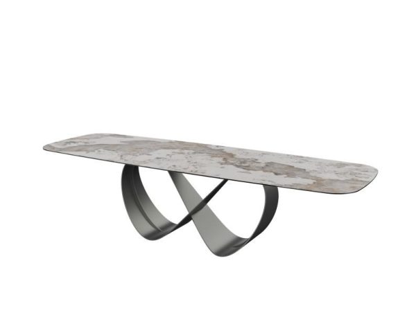 WAVE Ceramic Top Black Steel Dining Table 7
