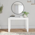 Solid Wood Modern Console Table in White Finish 4 Solid Wood Modern Console Table in White Finish
