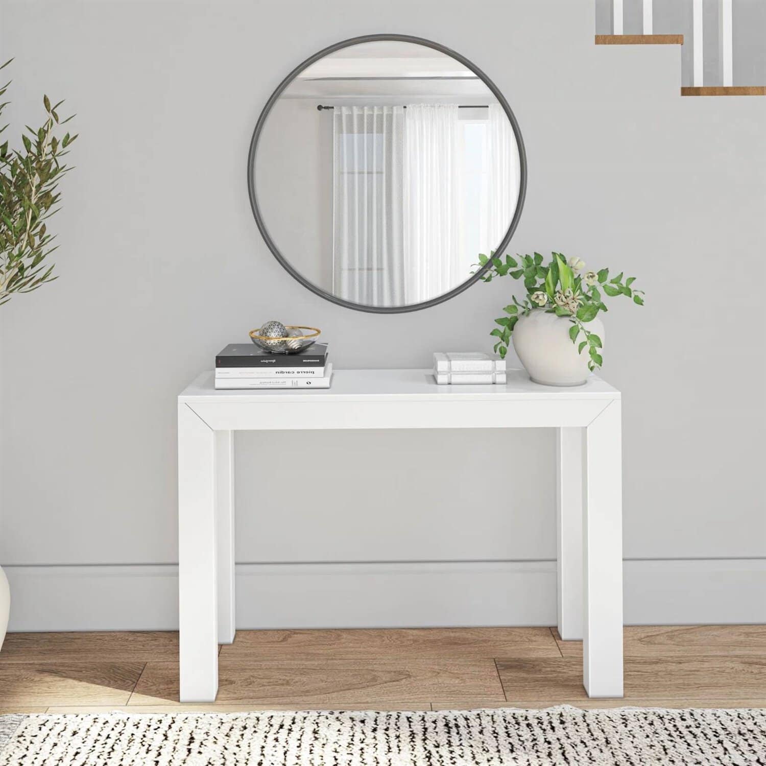 Solid Wood Modern Console Table in White Finish 2 Solid Wood Modern Console Table in White Finish - Image 2