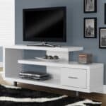 Modern White TV Stand with Storage for Up to 60-Inch TV