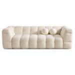 Ivory Boucle Tufted Mid Century Modern 3-Seater Sofa