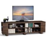 Walnut Wood TV Stand with Open Storage for 60-Inch TVs 5 Walnut Wood TV Stand with Open Storage for 60-Inch TVs