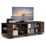 Walnut Wood TV Stand with Open Storage for 60-Inch TVs 6 Walnut Wood TV Stand with Open Storage for 60-Inch TVs