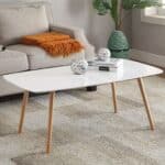Mid-Century Coffee Table with White Top and Wood Legs 5 Mid-Century Coffee Table with White Top and Wood Legs