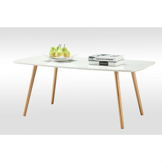 Mid-Century Coffee Table with White Top and Wood Legs 3 Mid-Century Coffee Table with White Top and Wood Legs - Image 3