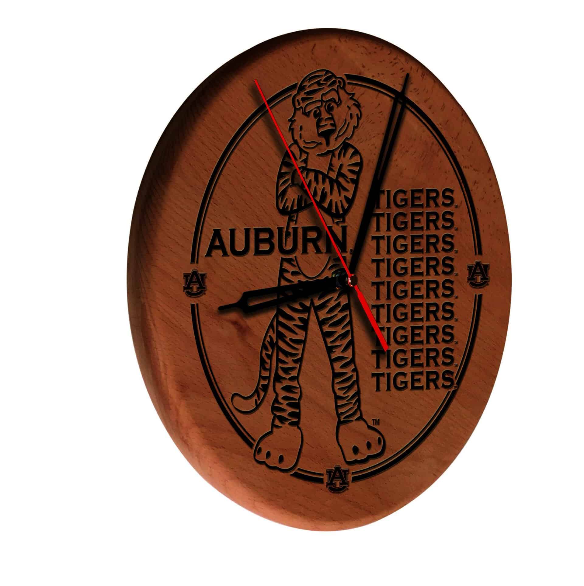 Auburn University 13-Inch Solid Wood Engraved Clock in Natural 3 Auburn University 13-Inch Solid Wood Engraved Clock in Natural