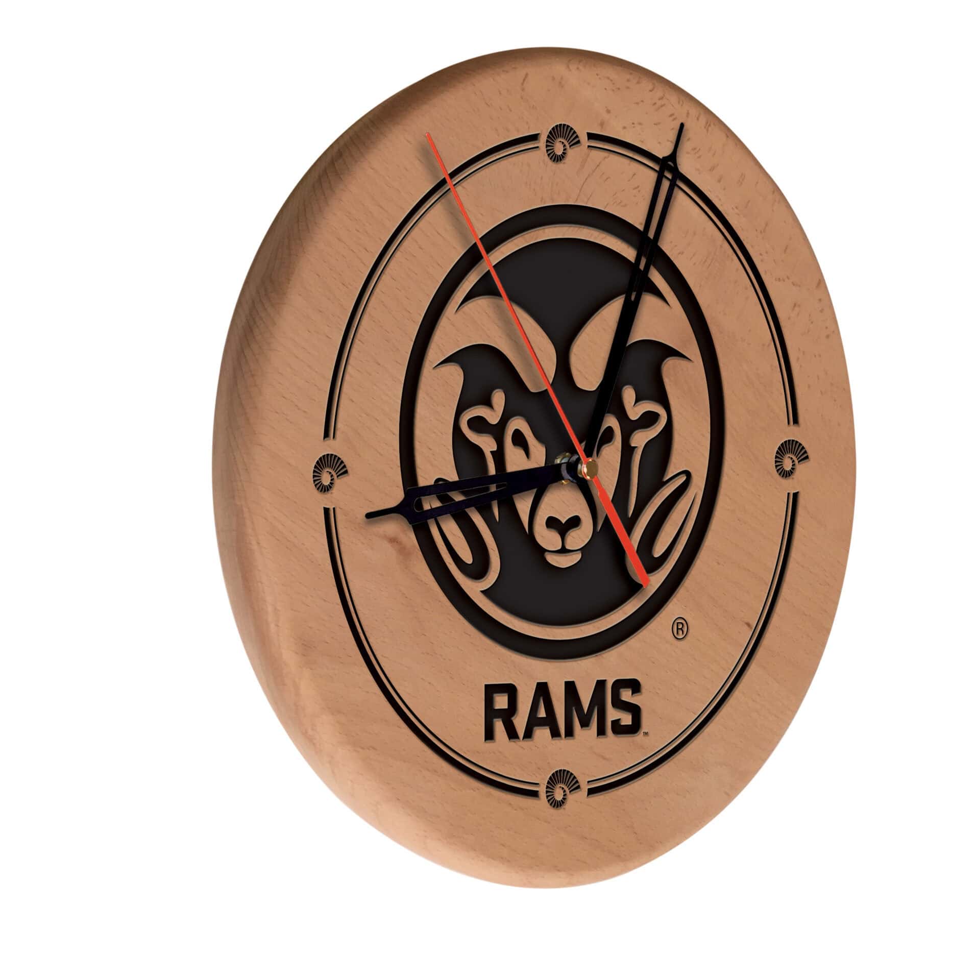 Colorado State University 13-Inch Solid Wood Engraved Clock in Natural 1 Colorado State University 13-Inch Solid Wood Engraved Clock in Natural