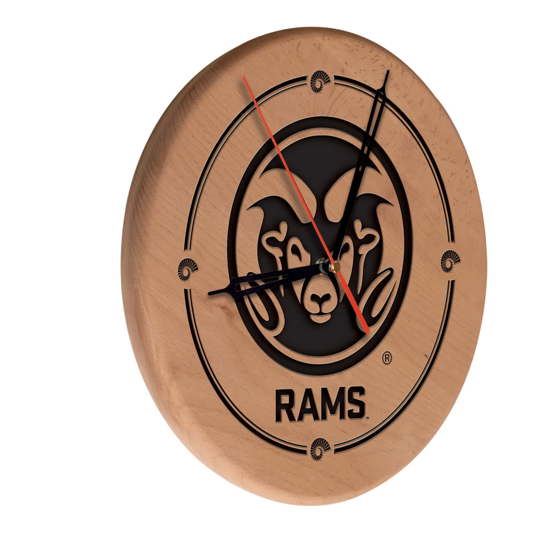 Colorado State University 13-Inch Solid Wood Engraved Clock in Natural 3 Colorado State University 13-Inch Solid Wood Engraved Clock in Natural
