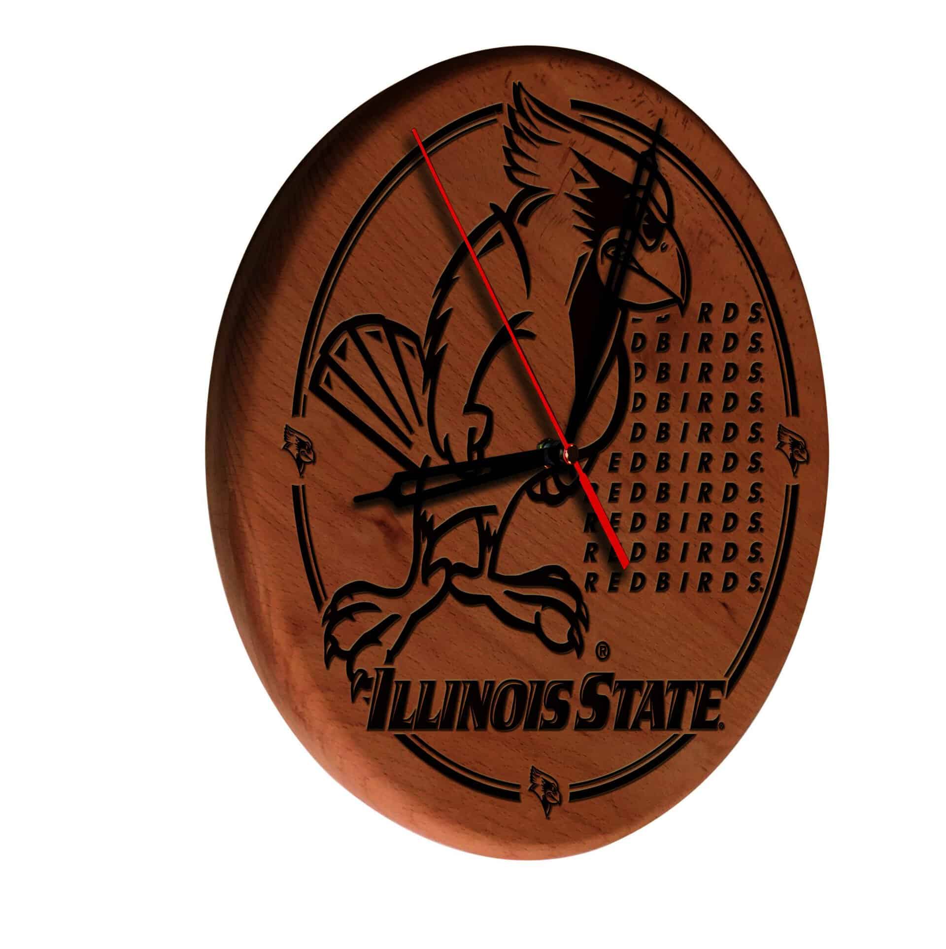Illinois State University 13-Inch Solid Wood Engraved Clock in Natural 3 Illinois State University 13-Inch Solid Wood Engraved Clock in Natural