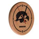 University of Iowa 13-Inch Solid Wood Engraved Clock in Natural