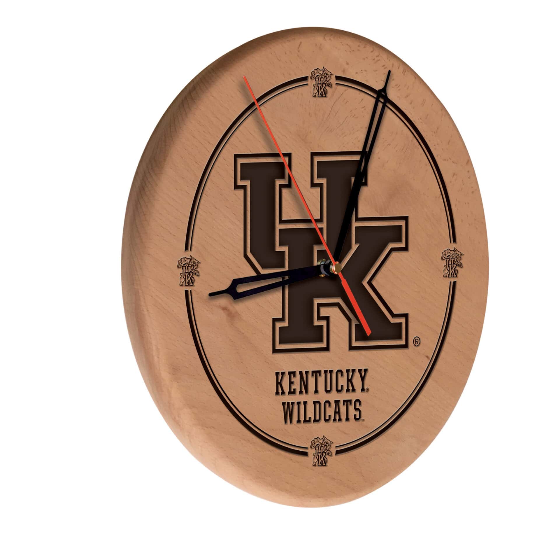 University of Kentucky 13-Inch Solid Wood Engraved Clock in Natural 1 University of Kentucky 13-Inch Solid Wood Engraved Clock in Natural