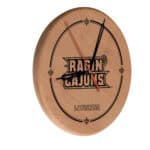 University of Louisiana at Lafayette 13-Inch Solid Wood Engraved Clock in Natural